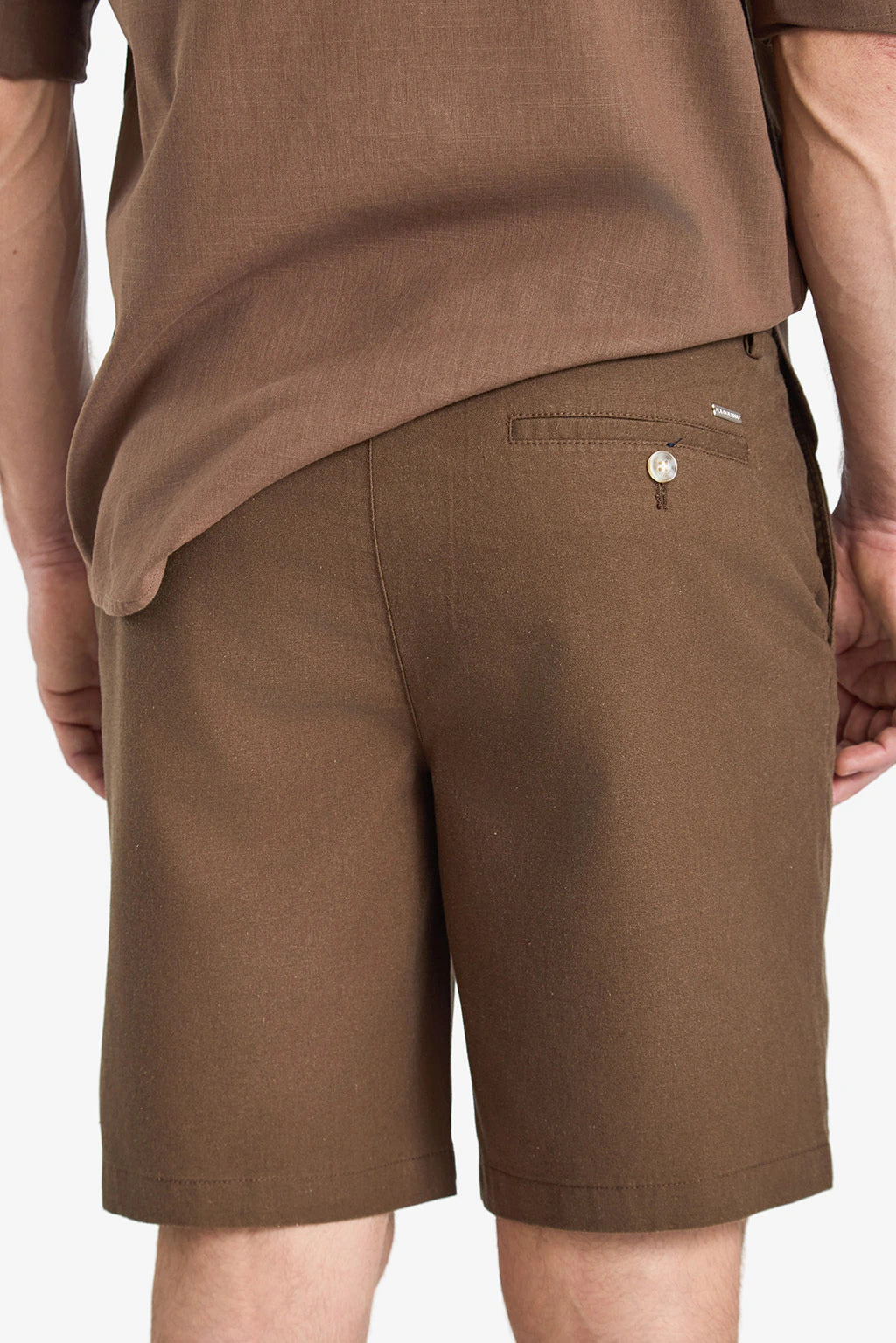 Linen-Cotton Bermuda Shorts - Coffee