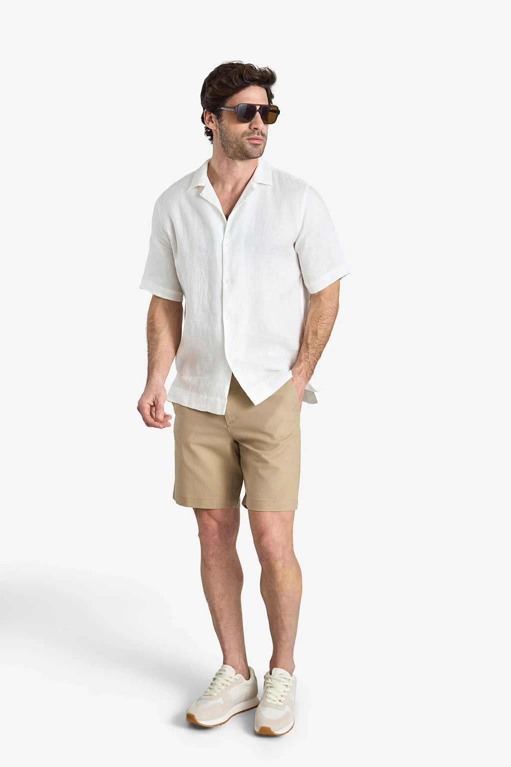 Linen-Cotton Bermuda Shorts - Greige