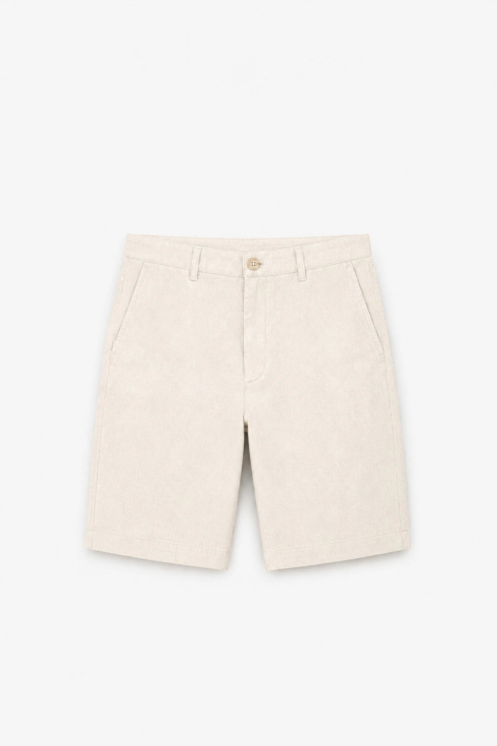 Linen-Cotton Bermuda Shorts - Beige