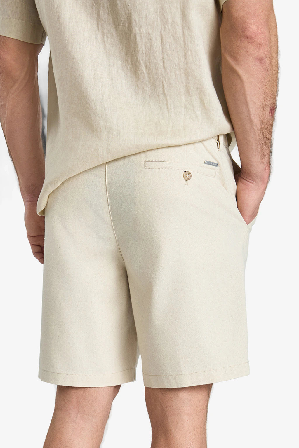 Linen-Cotton Bermuda Shorts - Beige