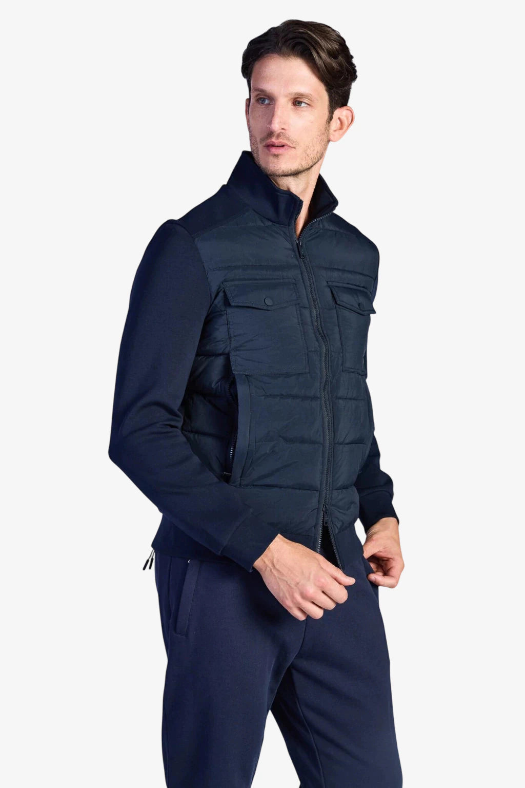 Technical Interlock Hybrid Jacket - Dark Navy