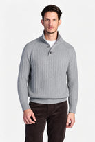 Wool-Blend Button-Neck Sweater - Medium Gray