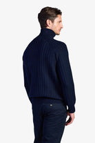 Wool-Blend Button-Neck Sweater - Dark Navy