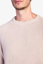 Cotton Fisherman's Rib Crewneck Sweater - Beige