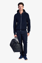Fisherman's Rib Hybrid Jacket with Nylon Hood - Dark Navy