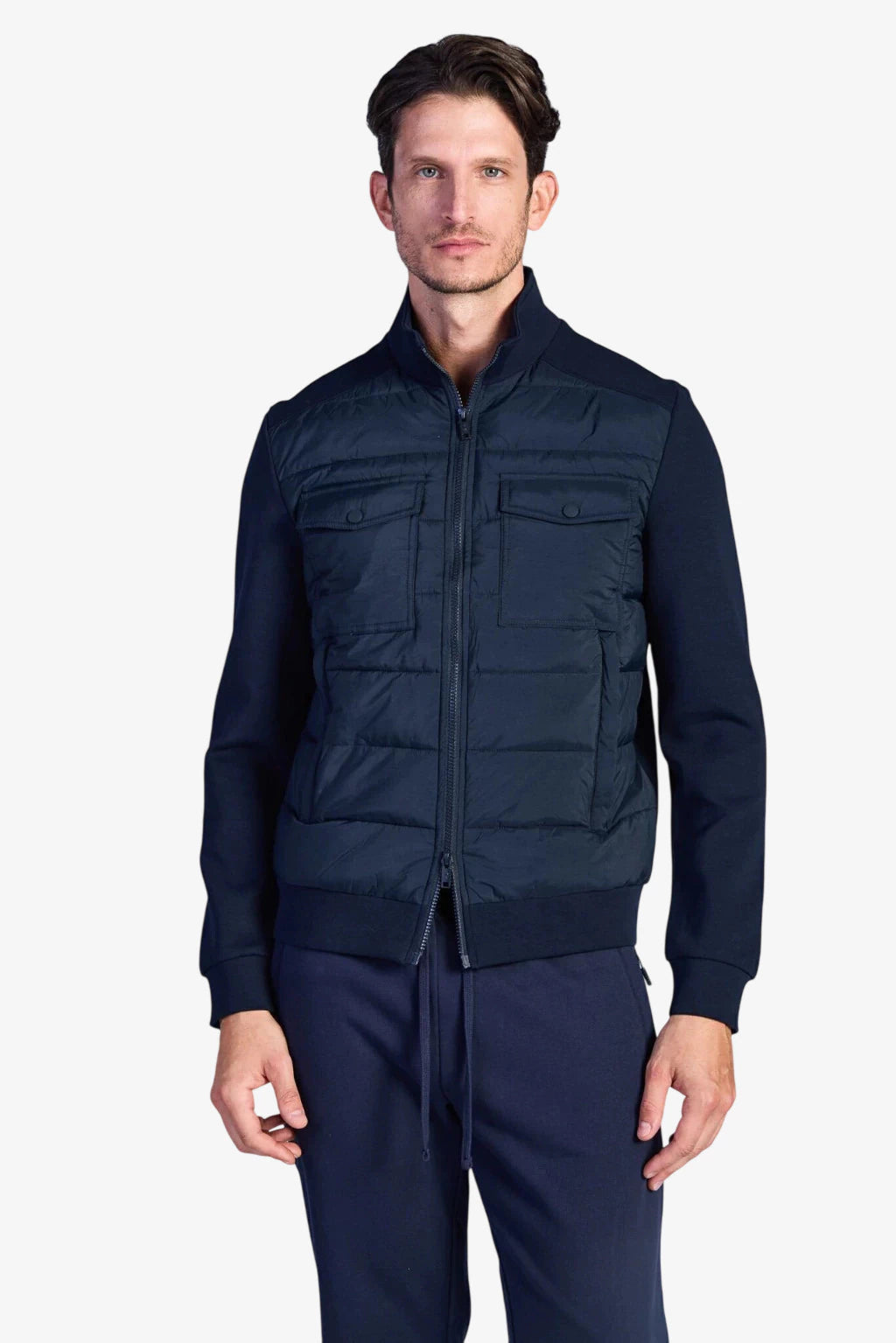 Technical Interlock Hybrid Jacket - Dark Navy