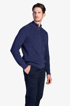 Cotton Fisherman's Rib Zip Jacket - Dark Navy