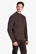 Cotton Fisherman's Rib Zip Jacket - Coffee