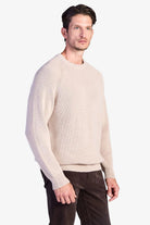 Cotton Fisherman's Rib Crewneck Sweater - Beige