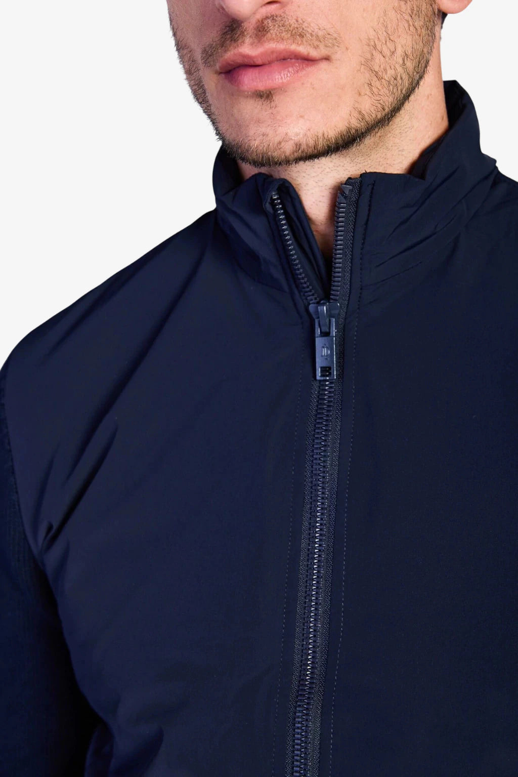 Hybrid Jacket with Knit Sleeves - Dark Navy