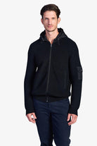 Fisherman's Rib Hybrid Jacket with Nylon Hood - Black