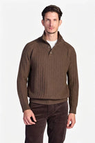 Wool-Blend Button-Neck Sweater - Mink