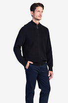 Cotton Fisherman's Rib Zip Jacket - Black