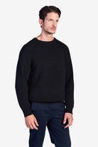 Cotton Fisherman's Rib Crewneck Sweater - Black